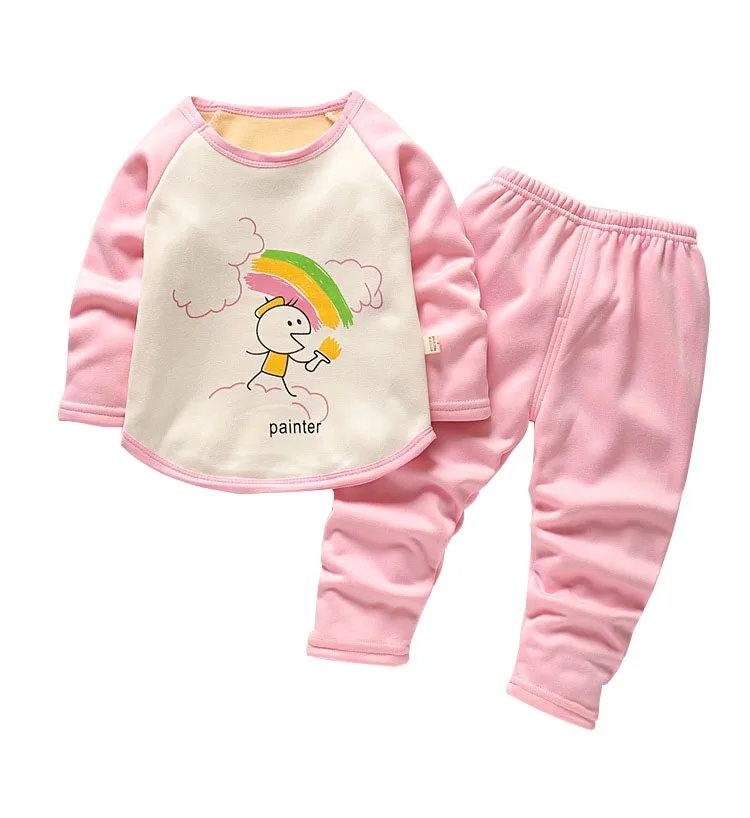Autumn Children Clothing Girls Cartoon Casual Sports T-shirt Pants 2pcs/Set Winter Infant Outfit Kids Clothes Suit Tracksuits - Цвет: Небесно-голубой