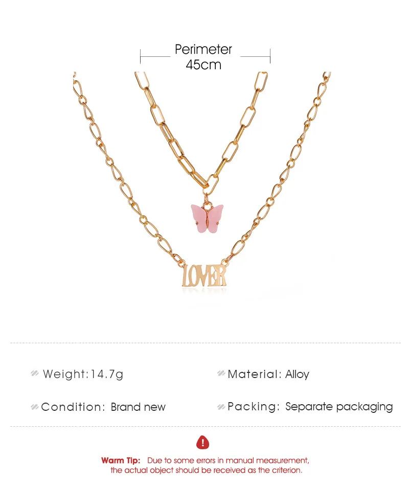 

Double Letter Necklace for Women Fashion Acrylic Butterfly Angel Pendant Necklace Female Party Jewelry Accessories Girl Gifts