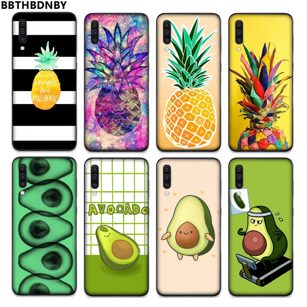 Ананас кактус авокадо черный ТПУ мягкий резиновый чехол для телефона Samsung S6 S7 edge S8
