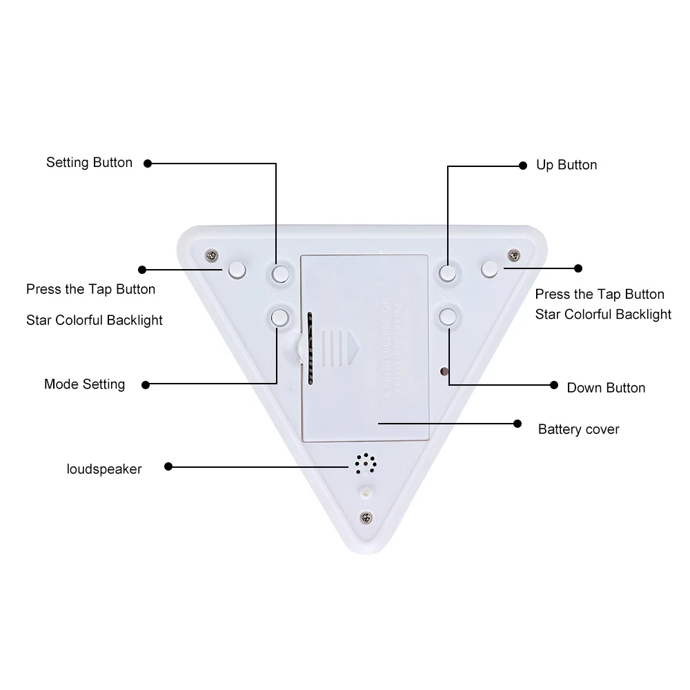 

New Digital Alarm Clock Thermometer Backlight Change Clock Perpetual Calendar Colorful Cone Pyramid Style Home Decoration Random