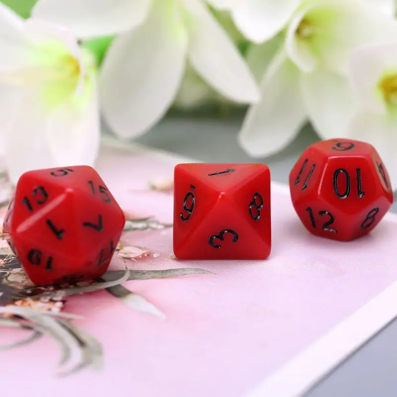 

New 7 Pcs Acrylic Red Dice Black Points D4 D6 D8 D10 D12 D20 KTV Bar Nightclub Entertainment Tools Adult Toys