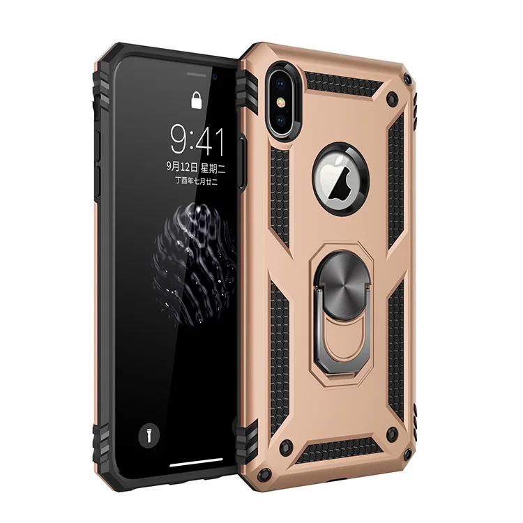 Противоударный прочный армированный чехол для Stylo 4 5 Aristo 2 3 K40 K50 палец магнитное кольцо жесткий держатель защитная задняя крышка чехол для телефона - Цвет: Gold