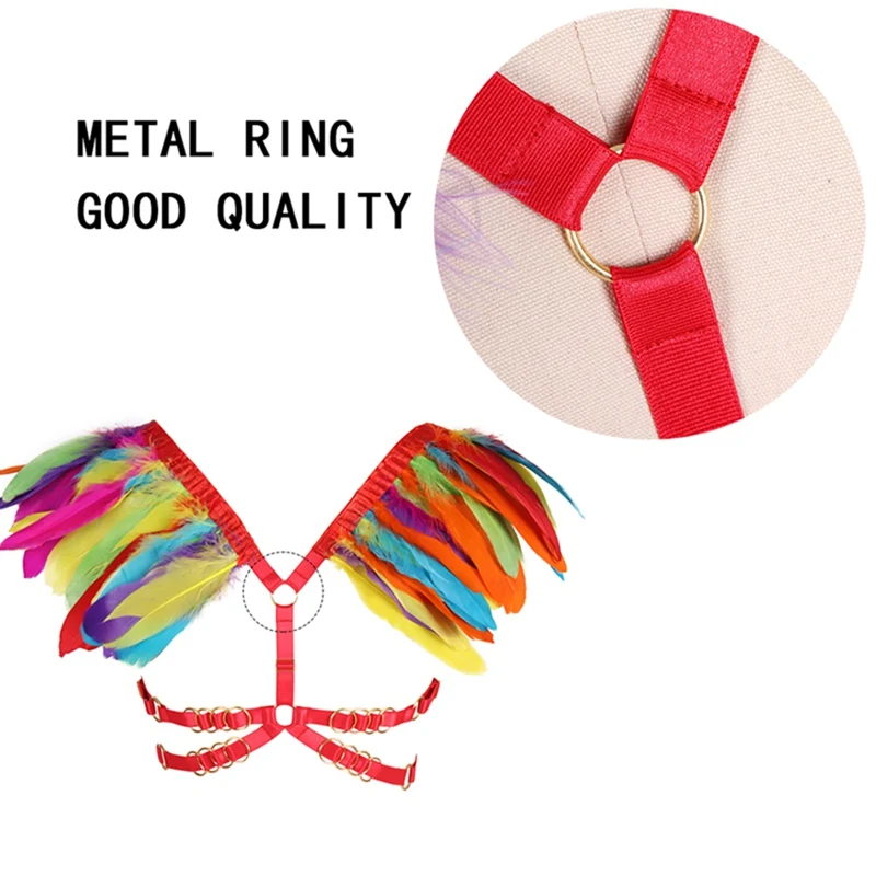 Для женщин перьевые эполеты жгут клетка бюстгальтер нижнее белье Косплэй