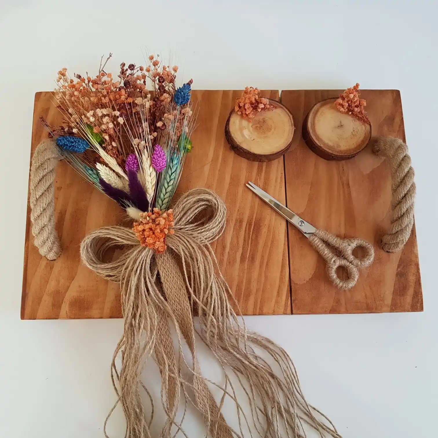 

Retro Rustic Wood Tumbled Promise Engagement Coffee Presentation Tray