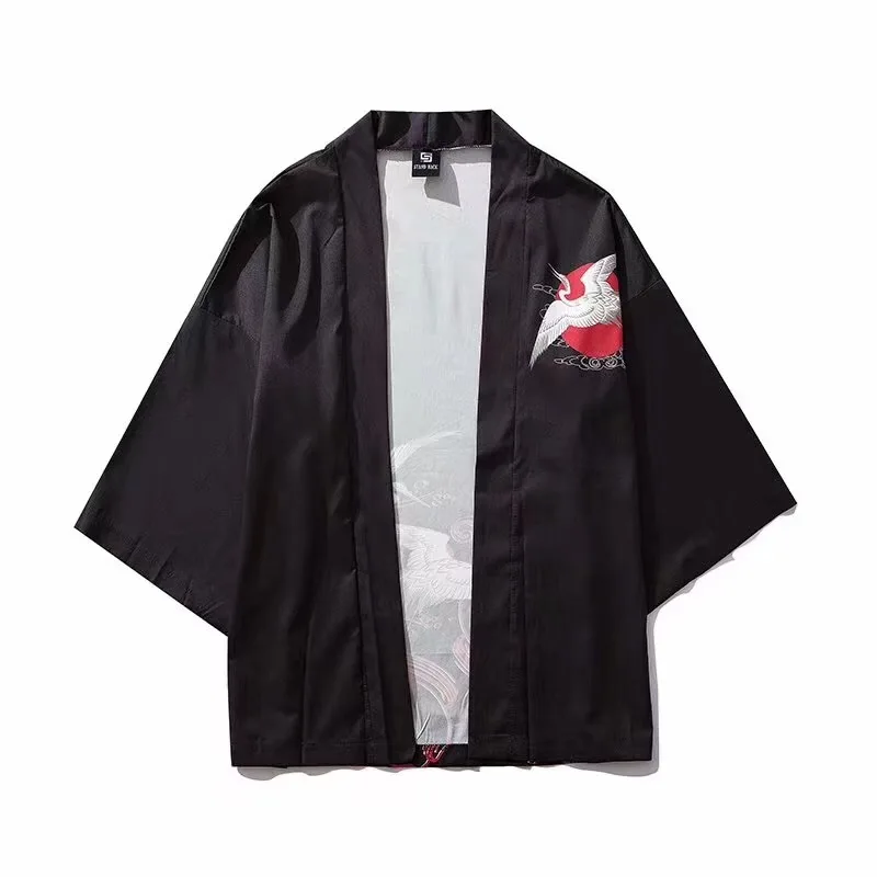 Самурайский кран японское кимоно Haori мужской женский кардиган китайский дракон Традиционная японская одежда азиатская одежда
