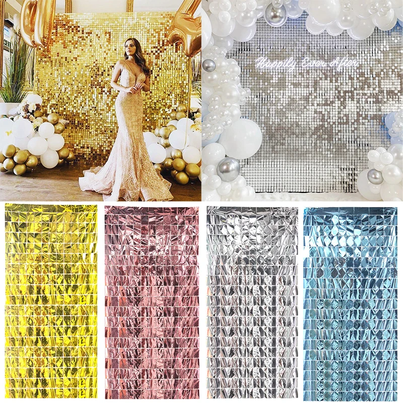 

2x1M Adult Kids Birthday Party Supplies Glitter Lattice Wedding Backdrops Baby Shower Valentine's Foil Curtain Decoration