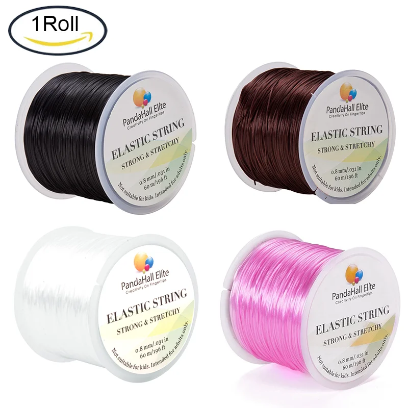 

1 Roll 0.8mm White Elastic Stretch Polyester Jewelry Bracelet Elastic String Cord (60m/Roll)