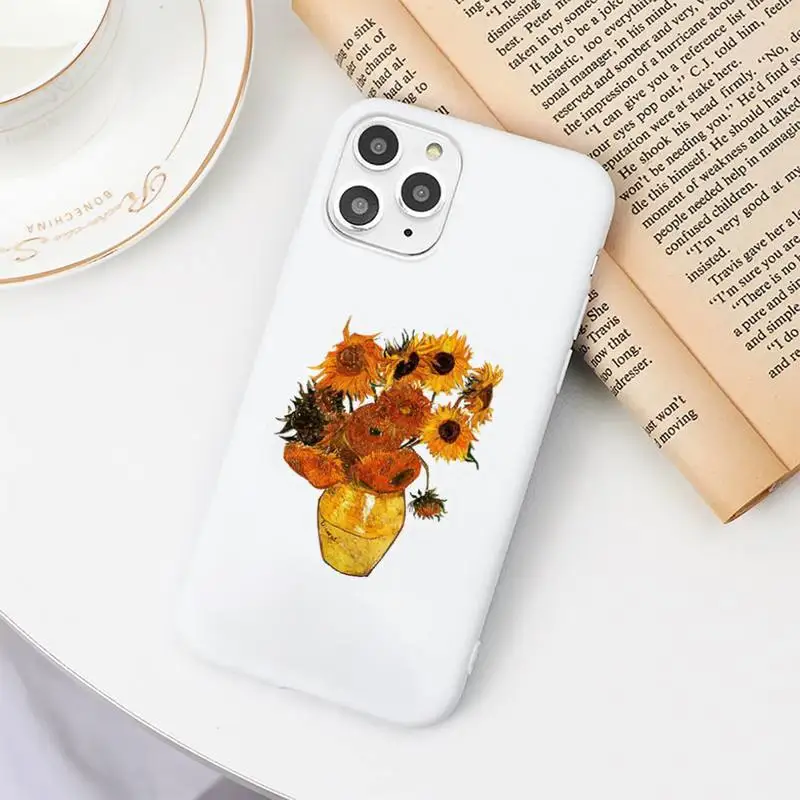 

Van Gogh's oil painting Phone Case Candy Color White for iPhone 11 pro XS MAX 8 7 6 6S Plus X 5S SE 2020 XR