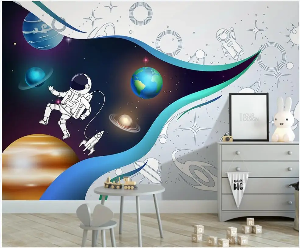 

Custom photo 3d wallpaper Starry sky space astronaut children cartoon children room home decor wallpaper for walls 3 d