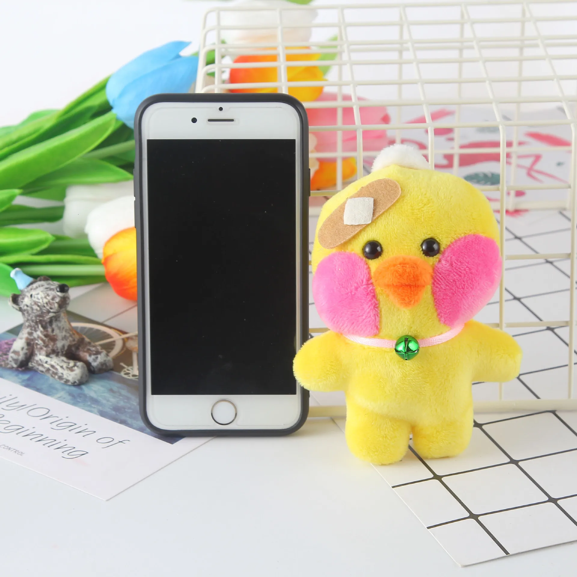 Щека Румяна модный тренд новый маленький желтый утенок брелок плюшевая кукла