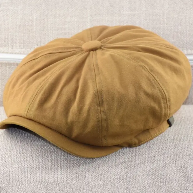 

Men Vintage Beret Pure Color Fashion Cotton Linen Spring Summer Breathable British Style High Quality Accessories Simple Beret