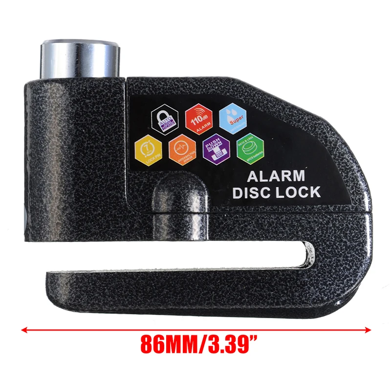 

1pc Motorcycle Scooter Wheel Disc Brake Lock Motor Bicycle Anti-theft Waterproof Security Alarm Protection 110 Decibels