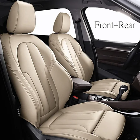 Beige Кожаные чехлы для сидений автомобиля на заказ для NISSAN X-Trail Qashqai SYLPHY Geniss LIVINA March Tiida Teana чехлы для сидений автомобилей - Название цвета: Beige