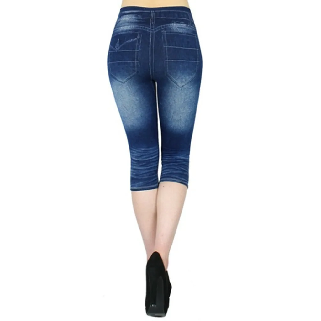 Летние леггинсы с высокой талией джинсы джеггинсы для женщин повседневные из