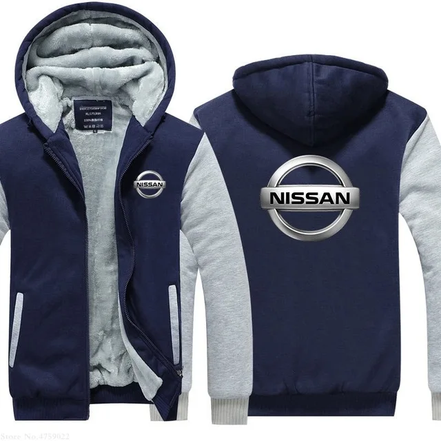 Мужские толстовки на молнии зимний свитшот для Nissan утепленное пальто с длинным