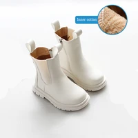 size 21 30 kids spring winter chelsea shoes thick bottom waterproof white cotton boots british style girls toddler short boots