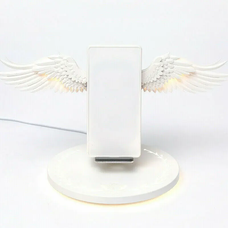Белая Беспроводная зарядная док станция 10 Вт ангельские крылья стойка для