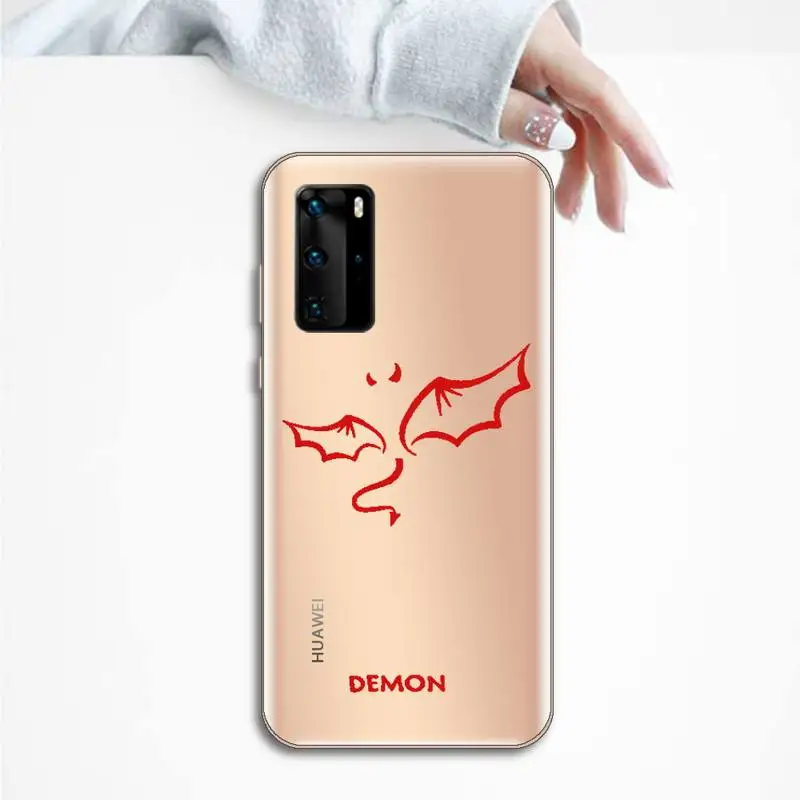 

Demon Angel Couple BFF Phone Case Transparent for Huawei P20 P30 P40 honor 8 10i P smart 2019 Samsung A71 A21S S10 20 plus