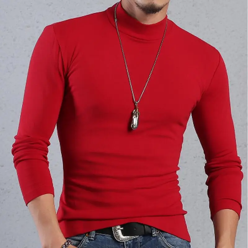 Мужская футболка футболки с длинным рукавом Термофутболка высоким воротником