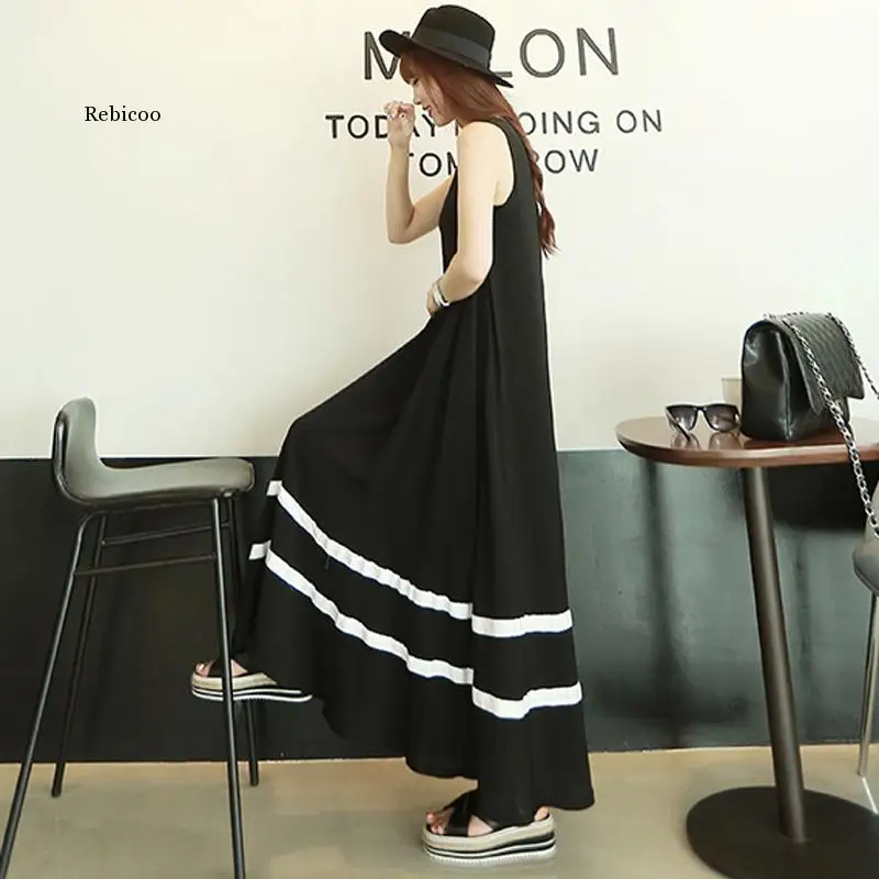 

Новая Базовая ночная рубашка из модала в полоску длинная пикантная Дамская Домашняя одежда летняя Пижама без рукавов пикантная Ночная руба...