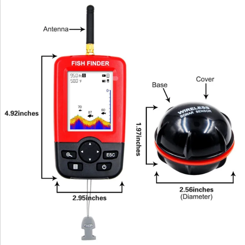 Portable Depth Locator Fish Finder with 100M Wireless Sonar Sensor Echo Sounder Fishfinder LCD Display Waterproof Sea Fishing enlarge