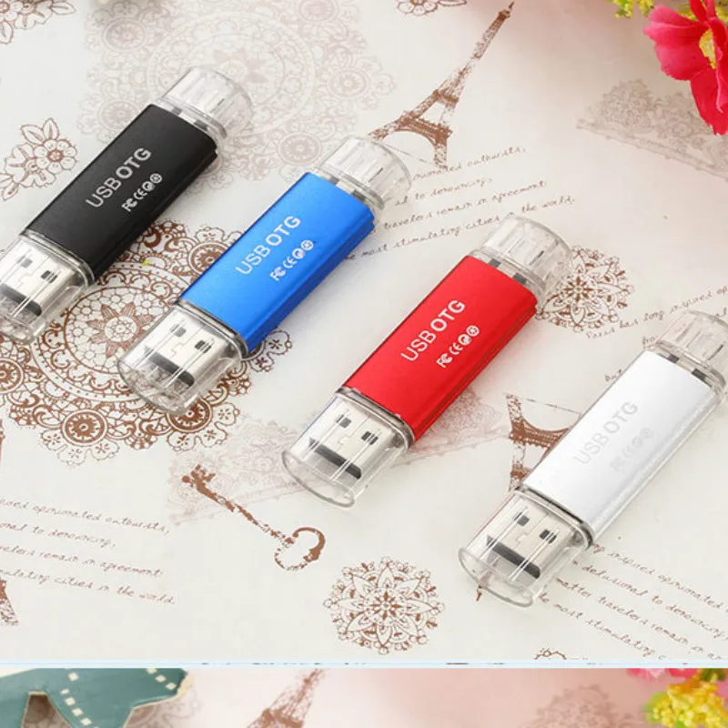 Металлический OTG USB флеш-накопитель с логотипом на заказ 4 ГБ 8 16 32 64 2 0 для