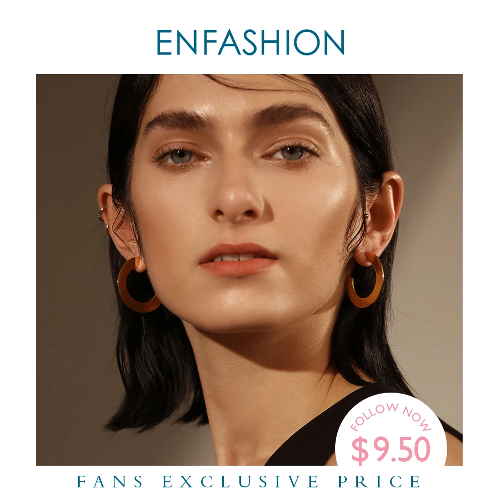 Enfashion блестящие большие серьги кольца золотистого цвета из нержавеющей стали