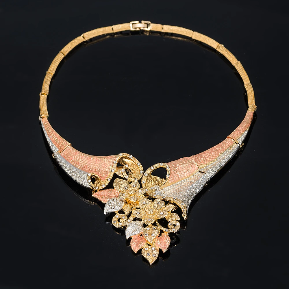 MUKUN New Dubai Gold Jewelry Sets | Bridal Necklace, Earrings, Ring, and Bracelet | Fashion Wedding Nigerian Jewelry Set for Women image 6