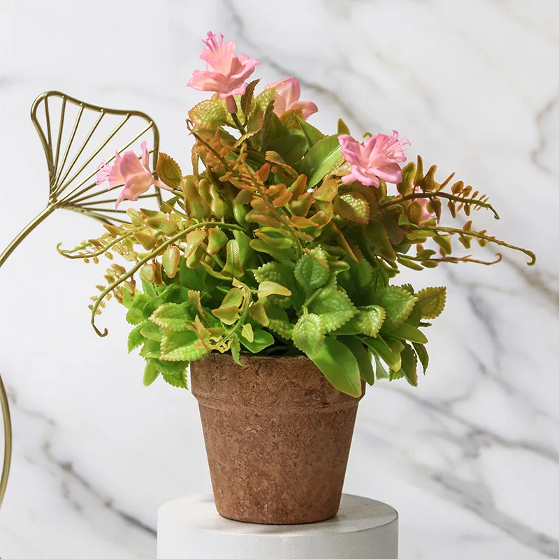

Artificial Begonia Flower Bonsai Pulp Pot Simulation Plant Desktop Decoration Fake Flower Potted Home Decoration