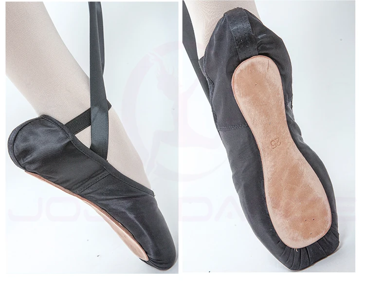 Черные женские балетки из атласной ткани туфли для танцев с острым носком