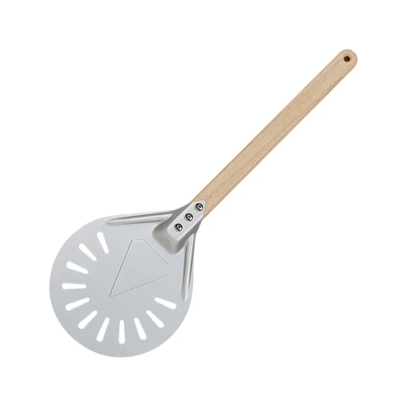 

Aluminum Alloy Pizza Turning Peel Round Wooden Long Handle Pizza Shovel Perforated Pizza Peel Paddle Baking Tools 7'' 8'' 9''