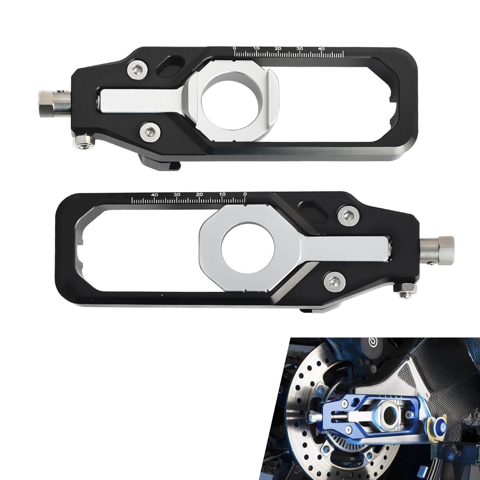 Motorcycle CNC Rear Axle Chain Adjuster Tensioners For S1000RR 2009 2010 2011 2012 2013 2014 2015 2016