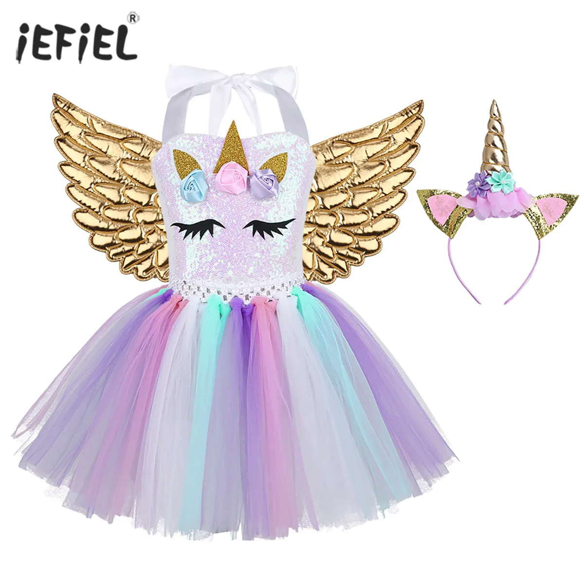 Детское платье для девочек карнавальный вечерний костюм блестящее с пачкой из