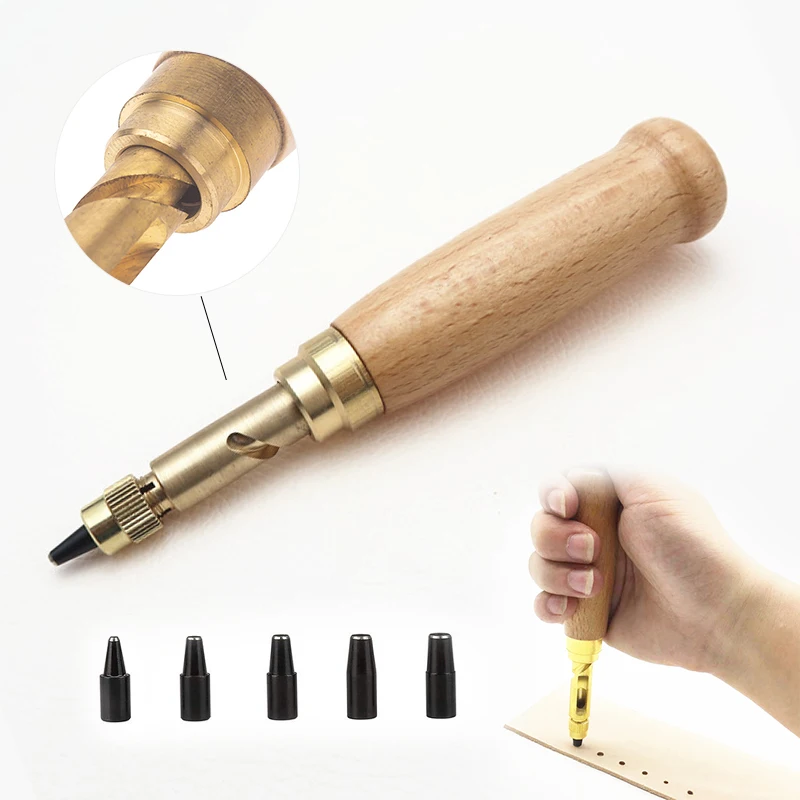 

Leather Craft Tools Automatic Belts Punch Mute Rotary Punching Leather Hole Punches Watch Leather Tools Screw Drill Tip Hollow