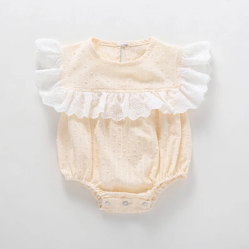 

Baby Triangle Crawling Girl's Clothes Baby Children's Lace Crawling Clothes One Year Old Clothes Short Sleeve Pop-Up Clothes