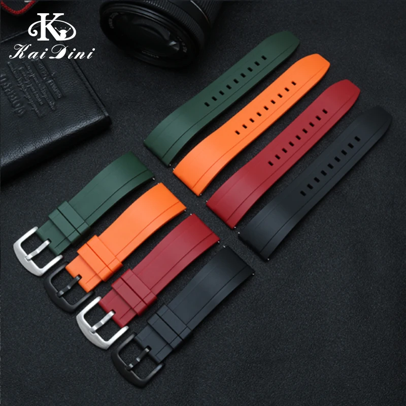 20mm 22mm for M005 Little red flower watch band High Quality Natural Silicone Waterproof rubber black green | Наручные часы