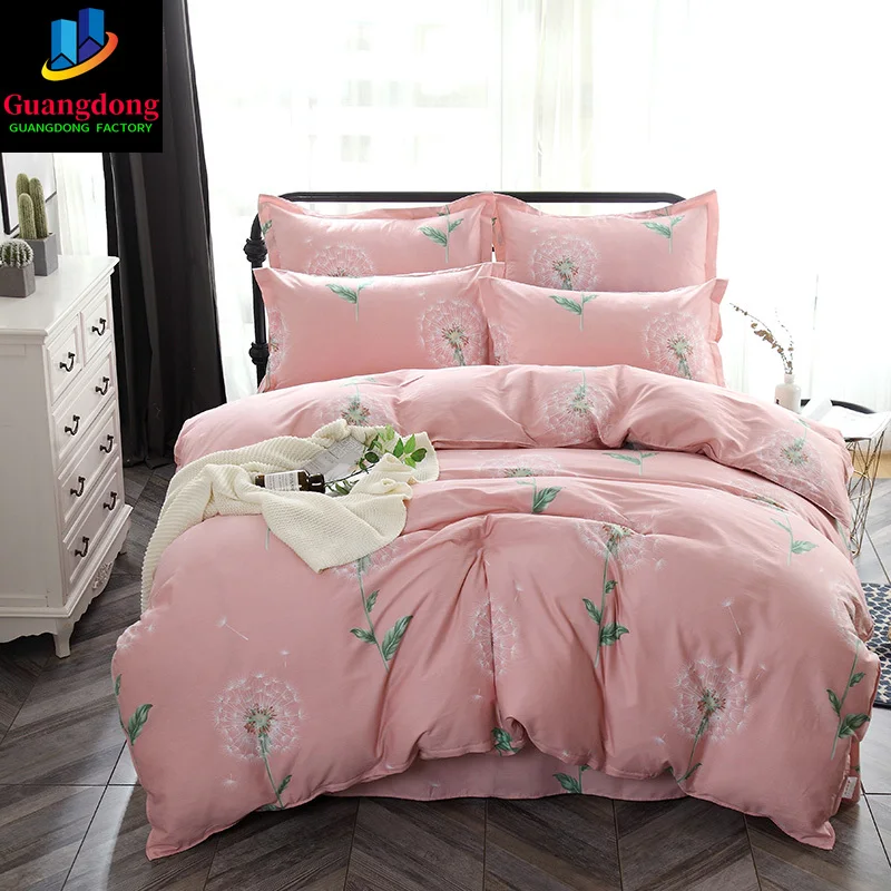 

High-quality pink Dandelion Flower Duvet Cover leaf bed sheet Adult Kid Bedding set twin single queen king cotton home textile