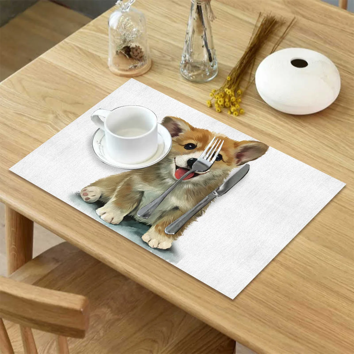 4 6 штук в партии комплект Коврики на стол корги собака из милых домашних животных