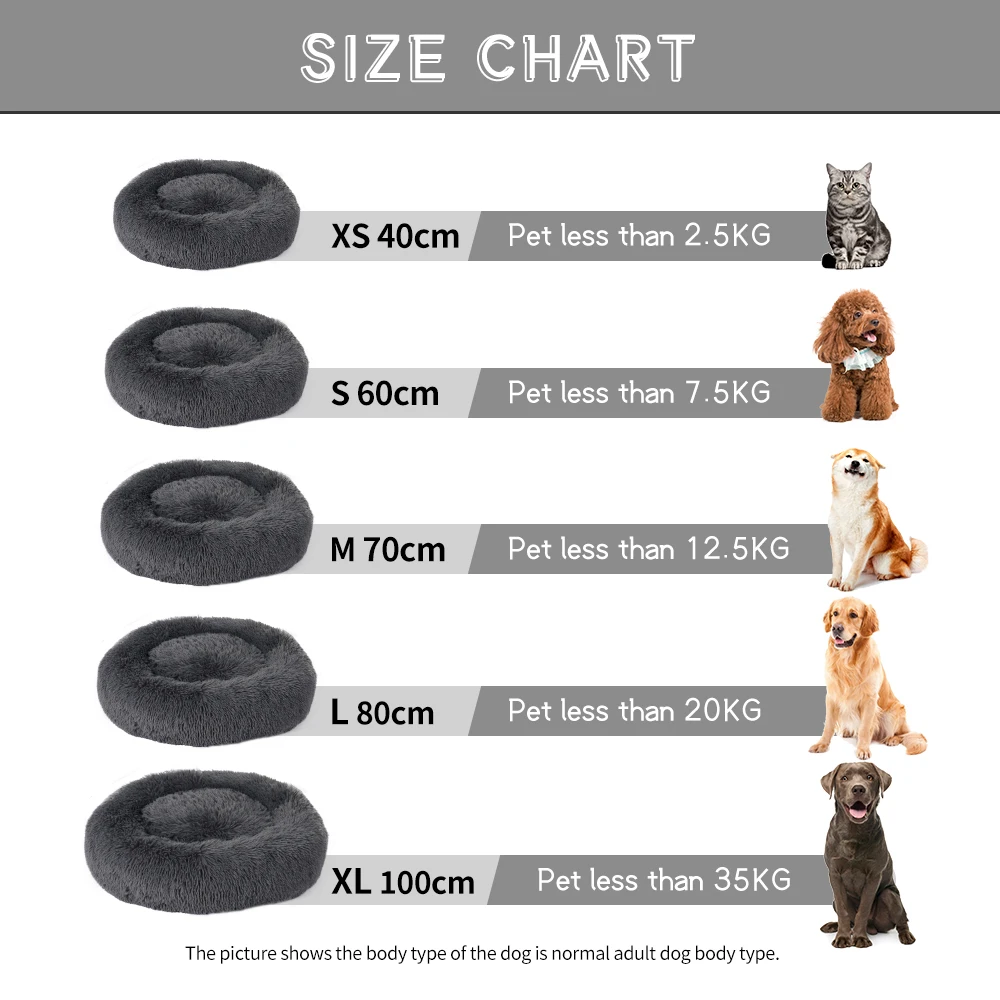 

Round Plush Pet Dog Bed Super Soft Kennel Fluffy Cat House Warm Calming Bed Washable Pet Mat Portable Pets Supplies Dog Beds xxl