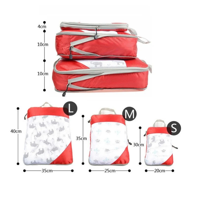 

4PCS Foldable Storage Bag For Travel Compressible Clothes Finishing Waterproof Storage Bag With Handle Luggage Organizer