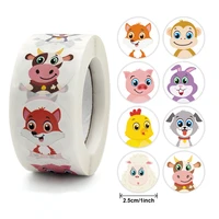 100 500pcs 1inch cartoon animal children sticker label thank you cute toy game sticker diy gift sealing label decoration supp