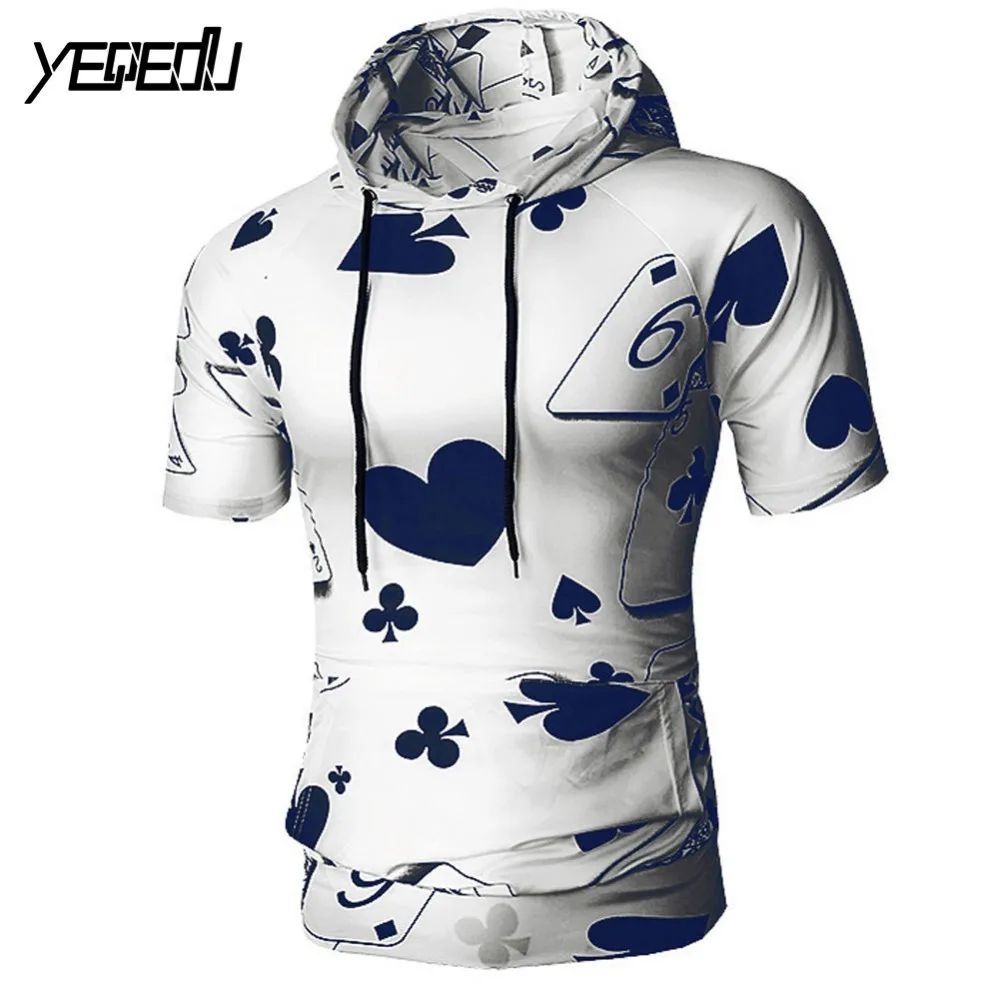 #4106 Европейский Размеры покер карты с принтом футболка короткими рукавами и