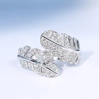 diwenfu sterling silver 925 ring fine diamond jewelry feather silver 925 jewelry bizuteria anillos de wedding bands diamond ring