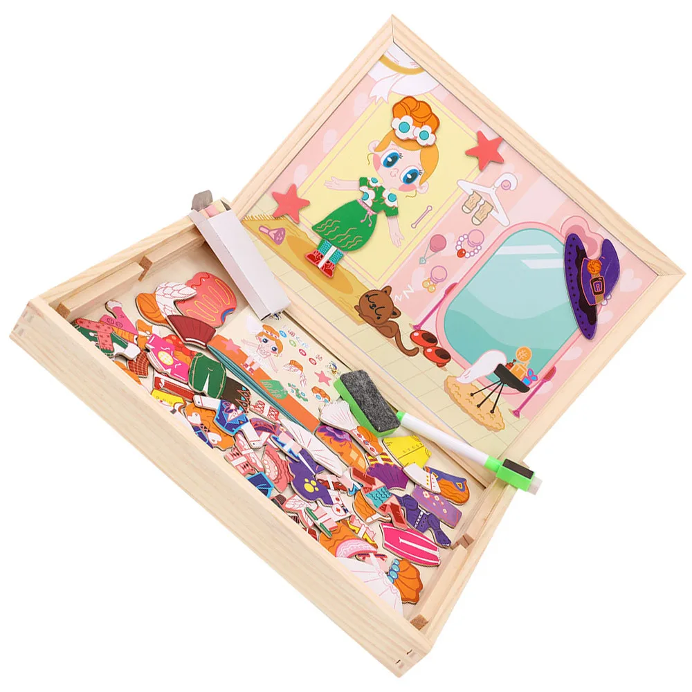 

Double-sided Puzzle Wooden Magnetic Jigsaw Funny Drawing Board Puzzle Creative Educational for Kids Boys Girls (Cartoon