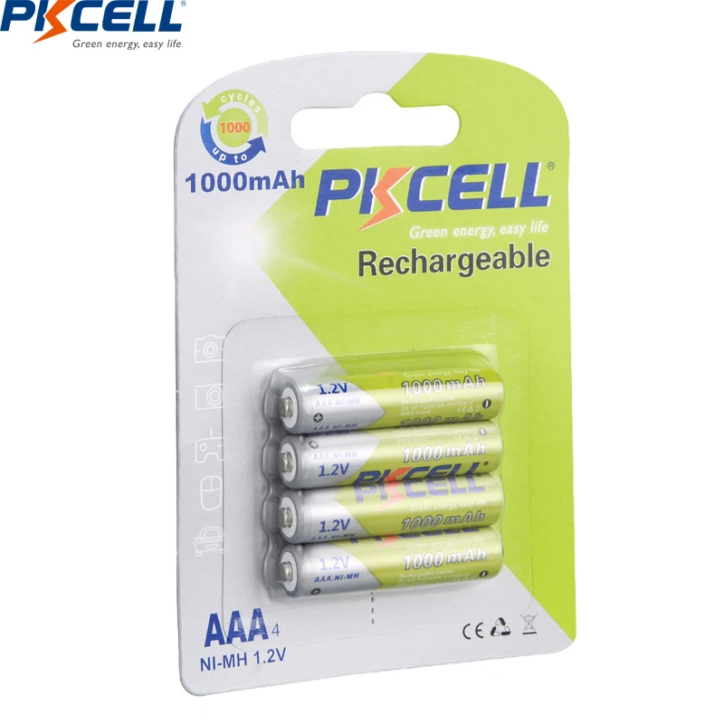 

PKCELL AAA 1000mah 1.2v NI-MH AAA Rechargeable Battery Batteries aaa with AAA AA battery charger for NIMH /NICD batteries