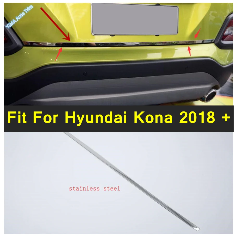

Lapetus Accessories For Hyundai Kona 2018 - 2021 Stainless Steel Rear Trunk Tailgate Door Tail Bottom Lid Streamer Cover Trim