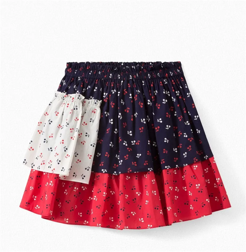 Новый БП детская юбка с вишнями для малышей Юбка в стиле пэчворк маленьких