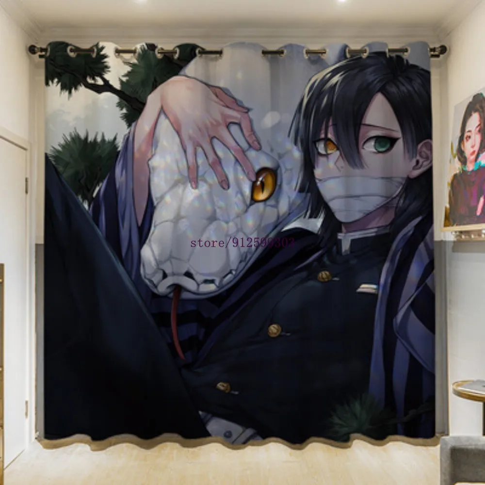 

Customized Anime Devil's Blade Blackout Curtains Cartoon Manga Demon Slayer Window Drapes Decor Custom Curtains Bedroom Boy Gift