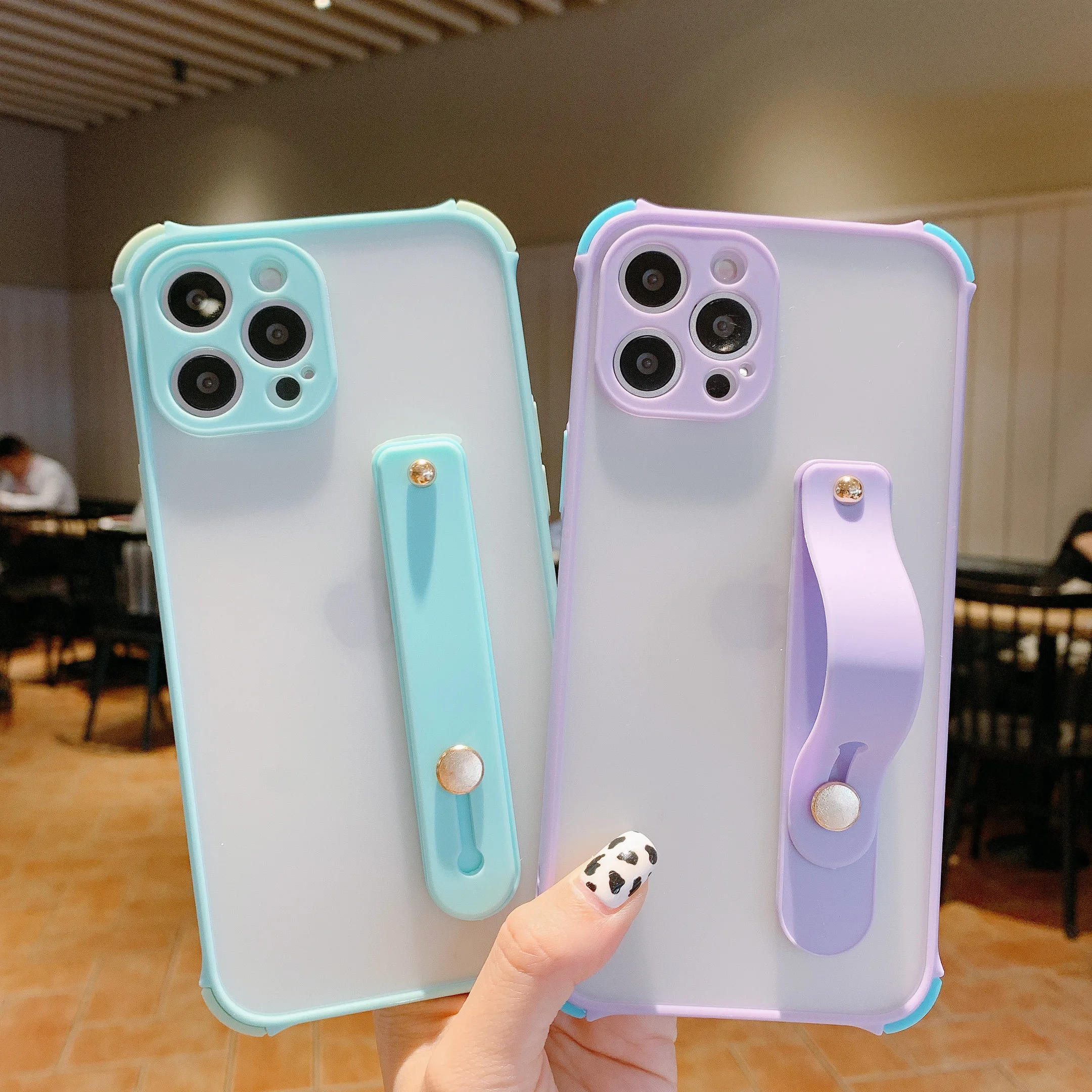 

Phone Case For Samsung Galaxy Note S21 S20 S10 S10E S8 S9 20 10 8 9 Plus Ultra FE Lite 2020 Wristband Bracket Matte Back Cover