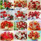 HUACAN картина по номерам цветок в вазе, украшение для дома, краска по номерам, Мак, акрил, уникальный подарок, рисование на холсте